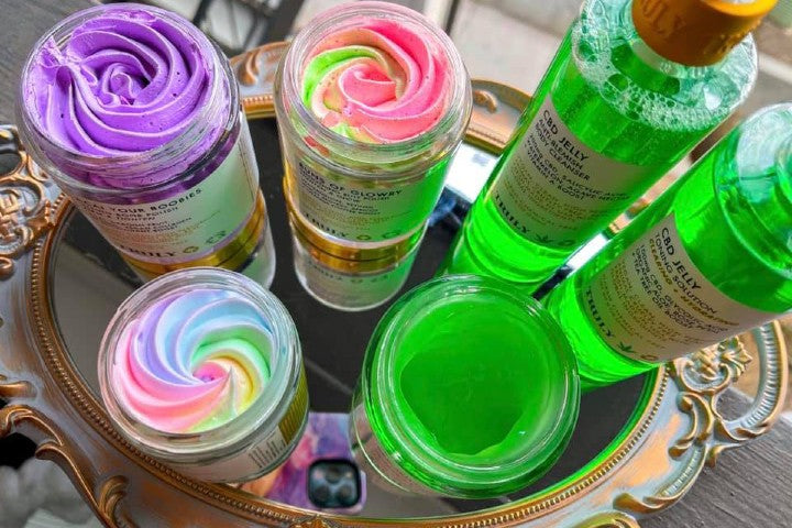 selection of Truly beauty products on tray