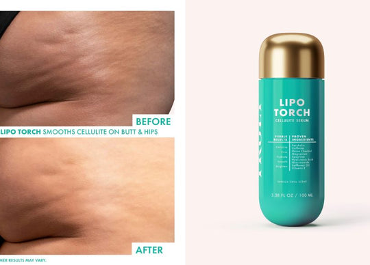 How to get rid of strawberry legs | side by side images showing Truly's smooth legend after shave serum for strawberry legs and closeup of woman applying pink serum to leg