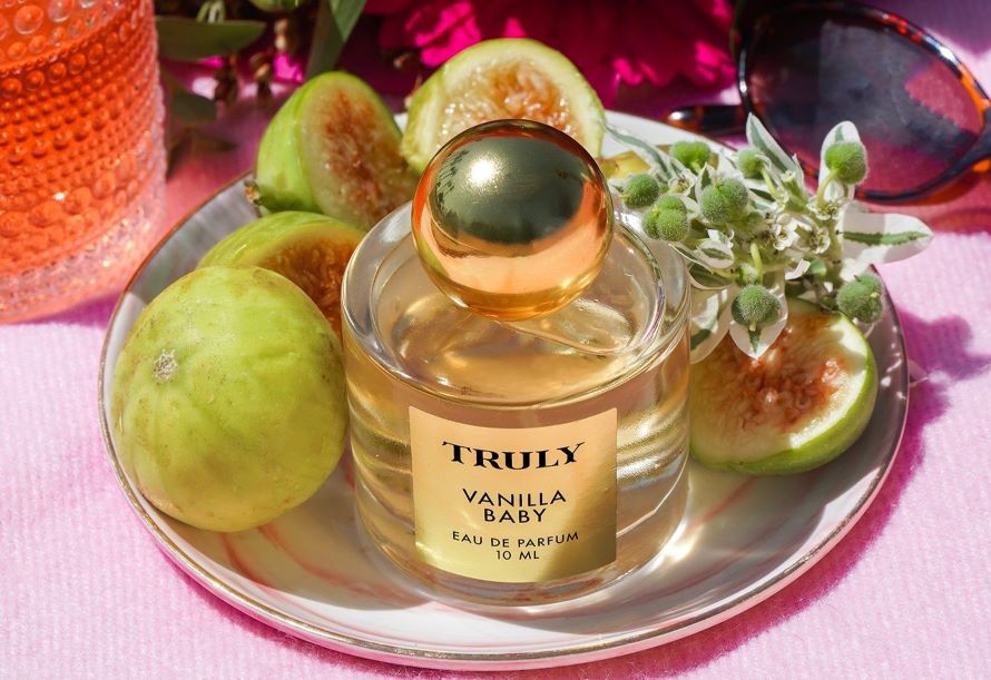 can perfume expire | truly's vanilla baby perfume on plate decorated with figs