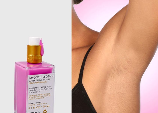 Young woman applying Truly's Unicorn Fruit deodorant to armpit
