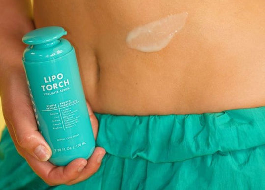 How to get rid of strawberry legs | side by side images showing Truly's smooth legend after shave serum for strawberry legs and closeup of woman applying pink serum to leg