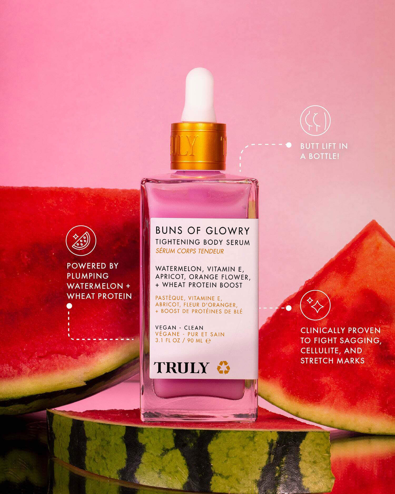 Buns Of Glowry, Tighten + Glow Suero Suavizante para Glúteos, Reafirma e hidrata – Truly Beauty