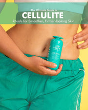 A person in teal workout clothes applies Truly Beauty’s Lipo Torch Cellulite Serum. Above, text reads: The Ultimate Guide to Cellulite: Rituals for Smoother, Firmer-looking Skin (Lipo Torch Cellulite Serum E-Book).