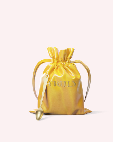 Gold Spoon + Yellow Satin Pouch